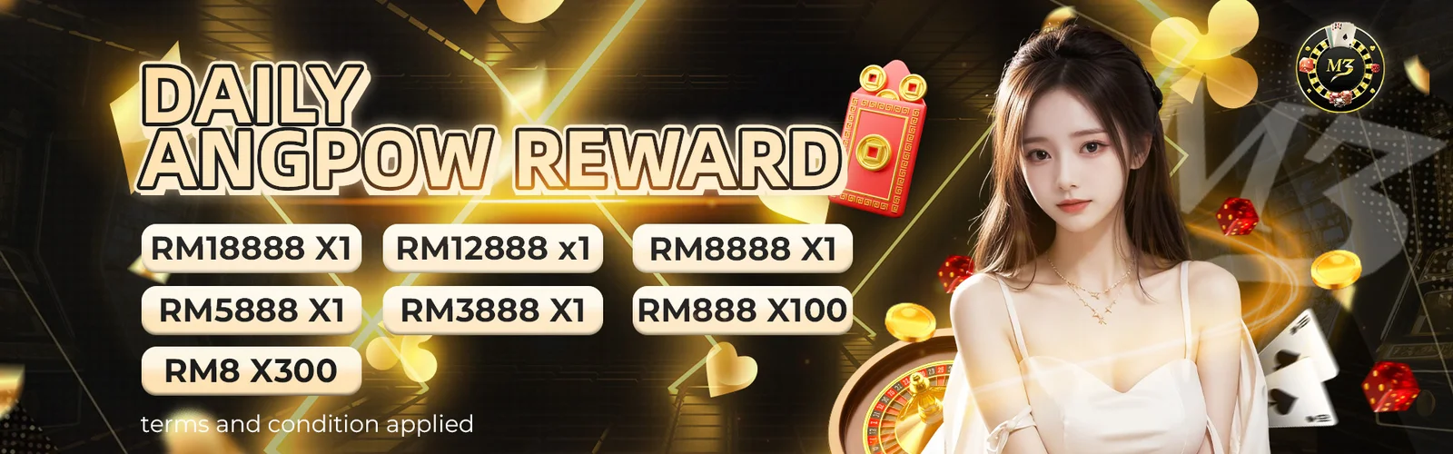 M3 Online Casino Angpow Reward